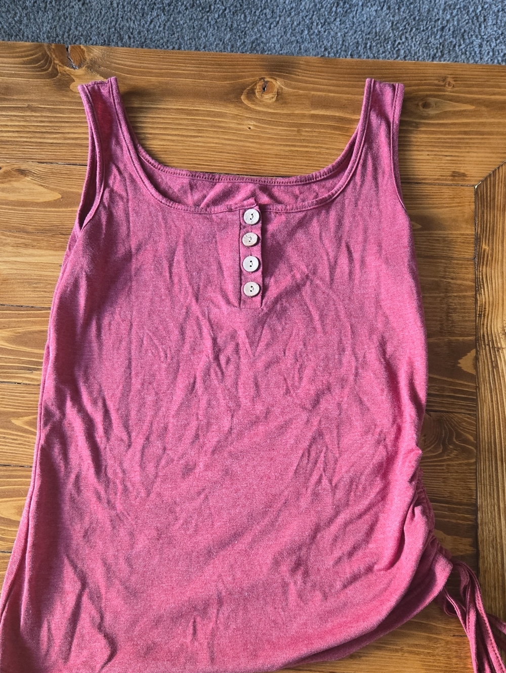 Women’s Pink Scoop Neck Tank Top with Button Detail